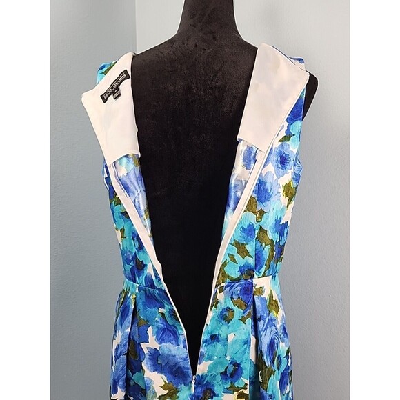 Karin Stevens A-line Dress Sleeveless Floral Rear Zip Size 10 Spring Garden - Picture 10 of 13